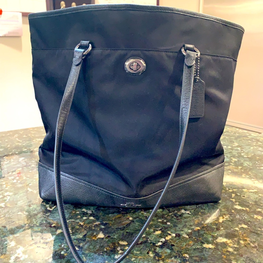 Nylon and Leather Coach Tote